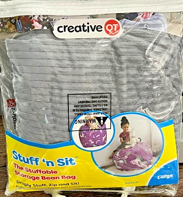 Creative QT Stuff ’n Sit 33 inch L Toy Bean Bag Storage Cover Gray Corduroy - Image 1 of 4