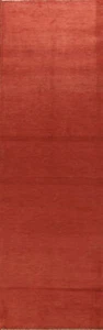Trendy Gabbeh Solid Rust Wool Modern 13 ft. Rug Runner Contemporary Rug 3x13 - Picture 1 of 17
