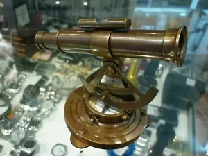NAUTICAL BRASS ALIDADE TELESCOPE WITH COMPASS COLLECTIBLE HANDMADE INSTRUMENTS - Picture 1 of 12