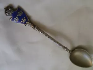 "CUCHARA DE RECUERDO SUECA DE COLECCIÓN SUECA 930 ESMALTE PLATEADO INSCRITA - ""BERNHARD" - Imagen 1 de 11