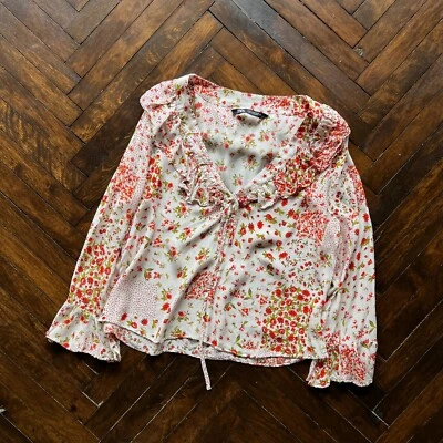 Zara Women’s Ruffle Floral Long Sleeve Top Blouse Size - M - Image 1 of 4