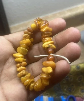 Pulsera ámbar báltico natural rara miel genuina/amarillo elástico 100% hecha a mano 8 g Foto 1 de 4