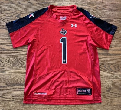 Camiseta de fútbol Under Armour Texas Tech Red Raiders #1 Lone Star juvenil grande Foto 1 de 4