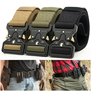 MEN Casual Military Tactical Belt Army Adjustable Quick Release Pants Waistband - Picture 1 of 18