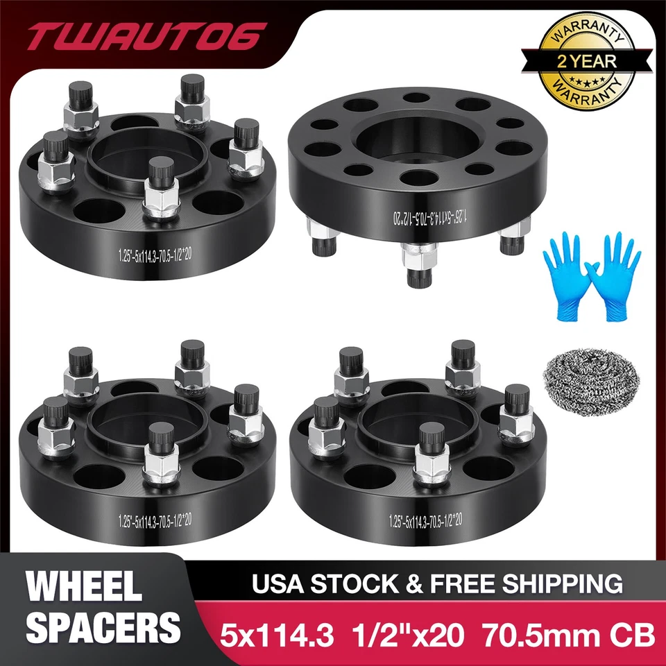 1.25" 5x4.5 Hubcentric Wheel Spacers 1/2"x20 for 1992-2011 Ford Crown Victoria - Image 1 of 4