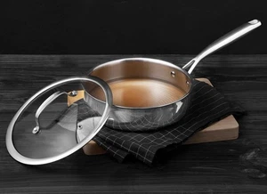 MasterPRO - Giro Collection 3-qt Non-Stick Saute Pan Tri-Ply Stainless Steel New - Picture 1 of 14
