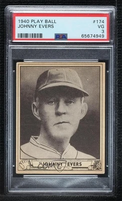 1940 Play Ball Johnny Evers (Regular Back) #174 PSA 3 HOF - Image 1 of 2