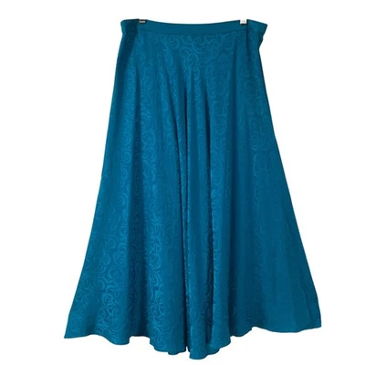 Maxi Falda Acampanada Jacquard Seda Adrianna Papell Azul Talla 10 Cremallera Lateral Foto 1 de 4