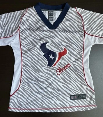 Camiseta de fútbol para mujer Nike Houston Texans Watt cebra cosida/cosida (19,5x25) Foto 1 de 4