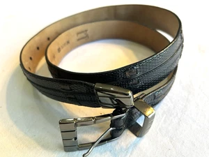 Cinturón Johnston & Murphy genuino lagarto con detalles de cocodrilo para hombre 34" - Imagen 1 de 8