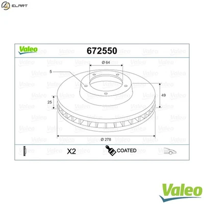 2x BRAKE DISC 672550 FOR FORD AUSTRALIA VOLVO V50 C30 V40/Hatchback C70/II 2.0L - Image 1 of 4