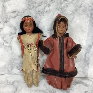 Zwei alte Indianer Indianer Mädchen Puppen Augen öffnen schließen - Bild 1 von 6