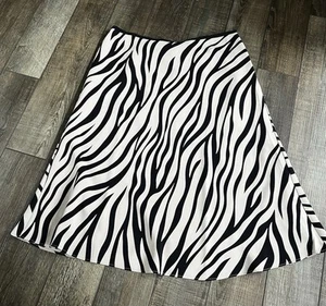 Ann Taylor hellbraun schwarz Zebramuster A-Linie Midirock komplett gefüttert Gr. 12 - Bild 1 von 4