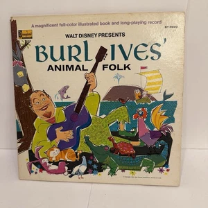 Walt Disney Presents  Burl Ives’ Animal Folk W/Book 1963 Disneyland Vinyl LP - Picture 1 of 5