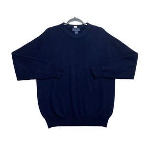 Paul Frederick Sweater Mens S Navy Ribbed 2ply Cashmere Crewneck Pullover - Picture 1 of 10