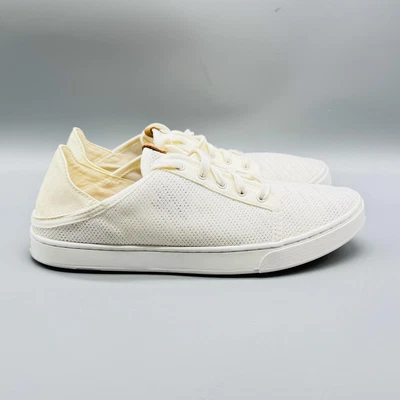 OluKai Zapatos Mujer 10 Marfil Pehuea Li Tejido Con Cordones Tenis Informales Cómodos Foto 1 de 4