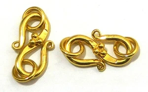 7 PCS 18X11MM SOLID COPPER BALI  S HOOK CLASP 18K GOLD PLATED 589 ATL-228 - Picture 1 of 3