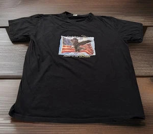 Patriotic Land of the Free- American Flag+Eagle Graphic Black T-Shirt, Men’s L - Picture 1 of 5