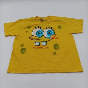 Nickelodeon Shirt Boys Size 4/5 Yellow Spongebobs Face Graphic Tee - Picture 1 of 6