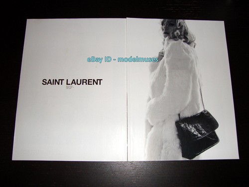 SAINT LAURENT (YSL) SAINT LAURENT 2 Pagine Magazine STAMPA ANNUNCIO PRIMAVERA 2018 KATE MUSCHIO in pelliccia