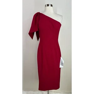 Kleid The Population One Shoulder Schleife Knielang Etuikleid Gr. S - Bild 1 von 13