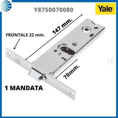 Serratura da infilare a fascia per porta esterna ferro alluminio 70 yale y87500 - Immagine 1 di 3