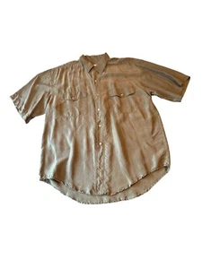 Vintage 80s Far Yifa Clothing Co. Ltd 100% Silk Button-Up Short Sleeve Pockets - Picture 1 of 5
