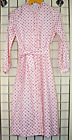 Dress VTG 60s 70s Serbin Muriel Ryan Cotton Candy Pink Tiny Flowers Belt Sz S/M