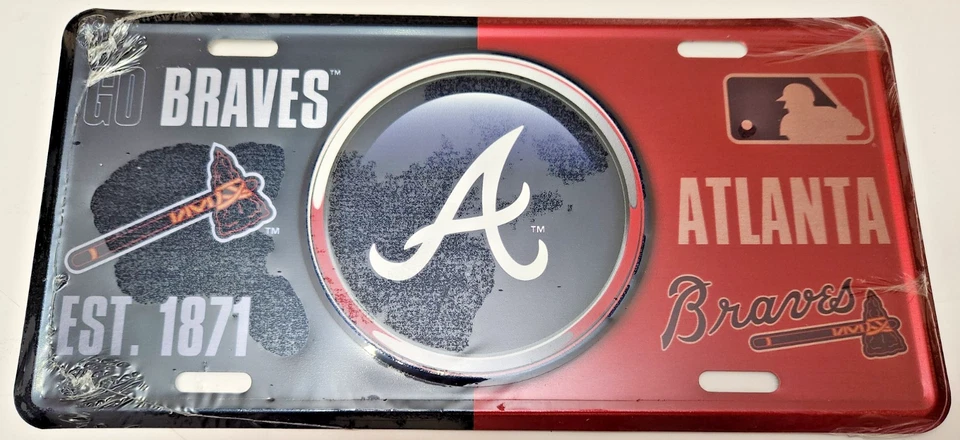 Atlanta Braves MLB Split Design Metal License Plate - Image 1 of 1