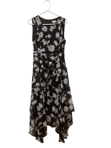 calvin klein kleid 12 midi Taschentuchsaum gefüttert Chiffon Flirty Party - Bild 1 von 5