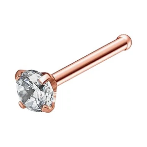 Nose Ring Stud Bone 20G 1.5mm-3mm Round Natural Diamond 14K Rose Gold - Picture 1 of 1