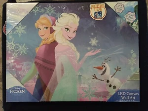 Disney Frozen LED Light Up Canvas Wall Art Kids Children's Bedroom Decor NEW - Picture 1 of 3