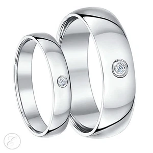 Palladium Diamond Rings Court Comfort Shaped Diamond Wedding Bands 4&6mm 950 - Picture 1 of 4