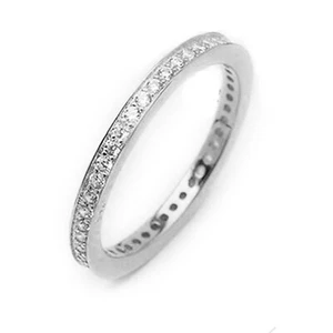 2MM 0.33 Ct Round Lab Grown Diamond Pave Set Full Eternity Wedding Ring - Picture 1 of 8