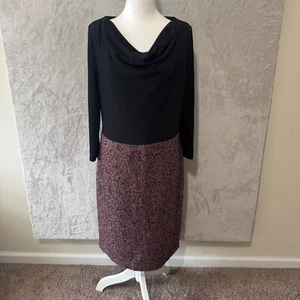 Abito donna Talbots nero rosa contrasto tweed drappeggio scollo 8 carriere ufficio nuovo con etichette - Foto 1 di 9