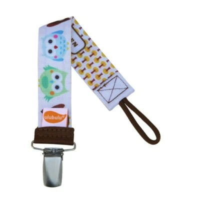 Owls Pacifier Clip - Ulubulu Neutral Baby Binky Clip works with all pacifiers - Image 1 of 3