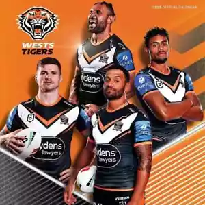 2025 Calendar NRL Wests Tigers Square Wall Paper Pocket 30cm x 60cm - Picture 1 of 3
