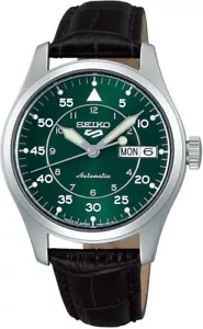 Seiko SBSA203 5Sports Field series Men's Watch Green Leather Fast Delivery NEW - Picture 1 of 5