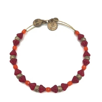 Pulseira Alex and Ani mosaico jacinto vermelho e laranja frisado tom dourado - Imagem 1 de 4