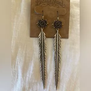 Lucky Brand Flowers & Feathers Dangle Earrings New with Tags - Picture 1 of 5