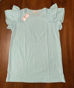 Jcrew Girls Size 12 / Ruffle-sleeve T-shirt / summer casual / SOFT AQUA NWT - Picture 1 of 2
