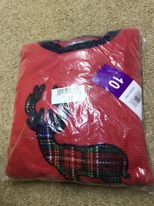 Eddie Bauer Holiday  Reindeer  Boy Or Girl Red Plaid Pajama  Set Size 10 New - Picture 1 of 1