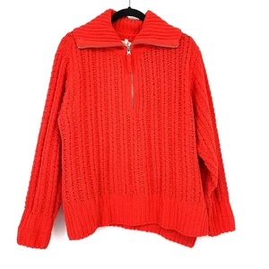 Aerie Pullover Grobstrick 1/4 Zip Sweater Damen Größe XS Rot Oversized - Bild 1 von 7