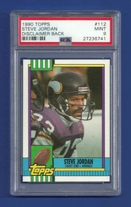 Steve Jordan 1990 Topps #112 PSA 9 como nuevo descargo de responsabilidad Back Pop 3 Minnesota Vikings - Imagen 1 de 2
