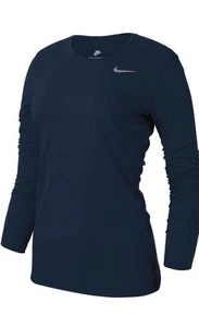 T-shirt Nike donna manica lunga leggenda maglietta dri-fit taglia XL blu navy nuova - Foto 1 di 6