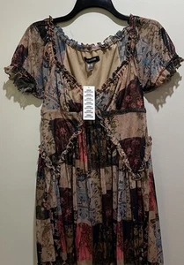 NWT Urban Outfitters Patchwork Print|Sammy Sparkle Mini Dress ~ Med - Picture 1 of 8