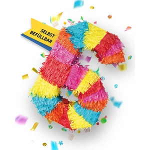 Piñata Zahl 6  für Party Deko Jubiläum Zahlen Pinata Bunt & stabil Geburtstag - Bild 1 von 8