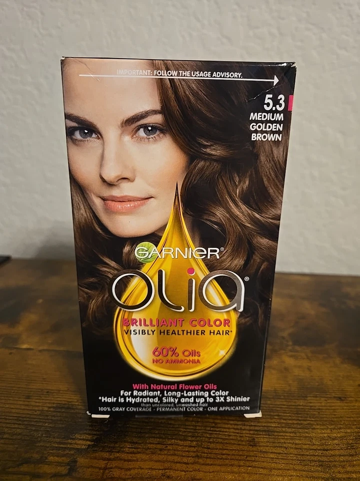NUEVO EN CAJA GARNIER OLIA ACEITE COLOR PERMANENTE, SIN AMONÍACO, MED. MARRÓN DORADO 5.3 Foto 1 de 1