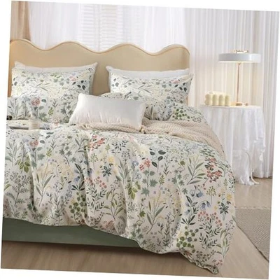  Juego de edredón floral verde estético suave fresco completo (80"x90") A#verde floral Foto 1 de 4