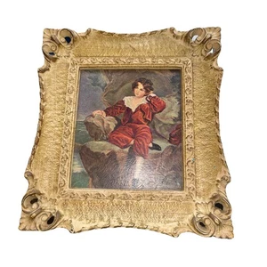 Vintage gerahmter Druck von "The Red Boy" vom Künstler Sir Thomas Lawrence Syroco Wood - Bild 1 von 4
